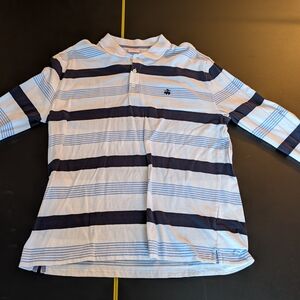 Vintage Brooks Brothers Long Sleeve Polo White and Blue Stripes Mens Large L